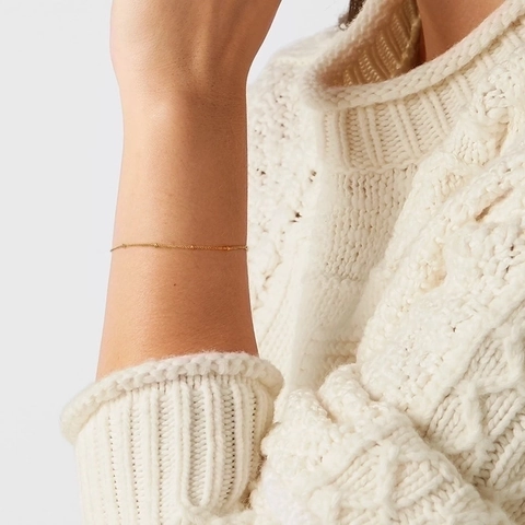 Minimalist 925 Sterling Silver Bead Chain Bracelet For Women Elegant Gold Plated Delicate Tiny Ball Jewelry Accessory