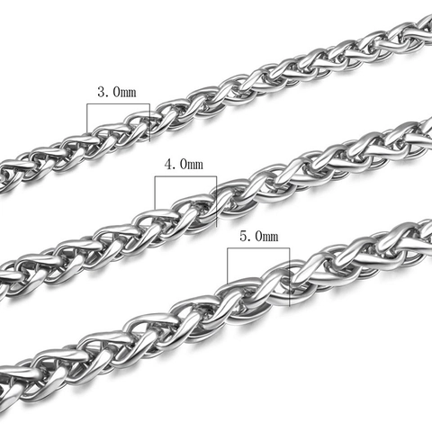 Men Women 316L Stainless Steel Wheat Chain Necklace Polished Silver Color Dragon Bone Link Chain Jewelry Accessory