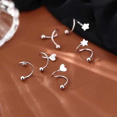 Spiral Ohrstecker Mit Silberstift Herz Stern Kugel Schraubverschluss Knorpel Piercing Minimalistischer Damenschmuck