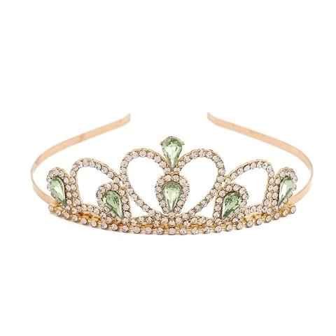 Girl Princess Crown Tiara Headband Alloy Rhinestone Heart Shape Colorful Water Drop Gem Party Wedding Hair Accessory