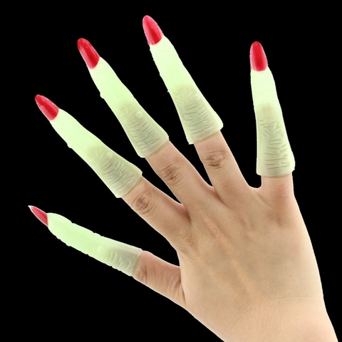 Dita Da Strega Di Halloween Bagliore Al Buio Unghie Lunghe In Plastica Zombie Accessori Per Costumi