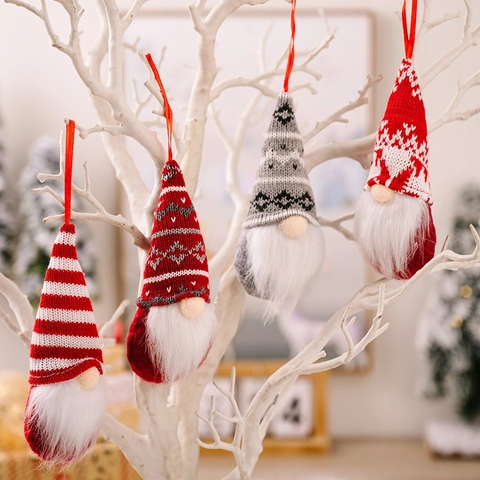 Ornamenti Di Gnomo Di Natale A Maglia Bambola Senza Volto Appeso Tomte Elfo Svedese Arredamento Barba In Pelliccia Sintetica Albero
