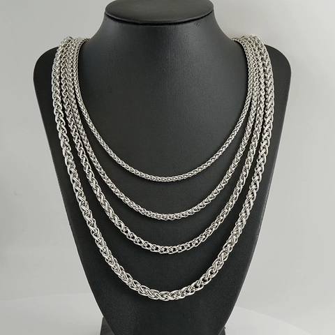 Collar De Cadena De Quilla De Acero Inoxidable Estilo Vintage Hip Hop Punk Cadena De Trigo Para Hombre Mujer