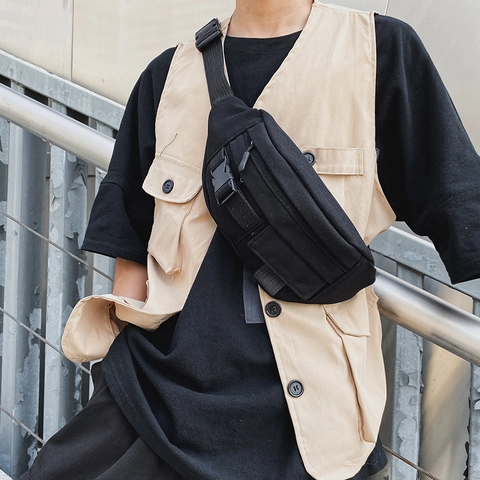 Marsupio In Tela Stile Giapponese Retrò Borsa A Tracolla Da Petto Per Uomo Donna Casual Abbigliamento Da Lavoro Cinghia Regolabile
