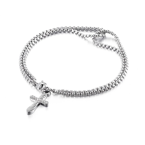 Edelstahl Doppelschichtiges Armband Mit Hamsa Hand Kreuz Herz Schmetterling Anhängern Für Unisex