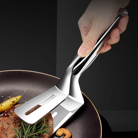 Pinze Da Cucina In Acciaio Inossidabile 304 Spatola Fessurata Filtraggio Dell'olio Bistecca Clip Per Pesce Fritto Multifunzione