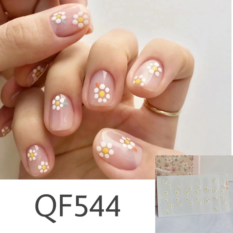 Nagelaufkleber Full Wraps Selbstklebend Wasserdicht Matt Gänseblümchen Floral Punkte Geometrisch Französisch DIY Kunst