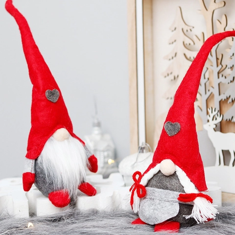 Bambola Di Peluche Gnomo Di Natale Nordico Senza Volto Cappello Cuore Tessuto Non Tessuto Decorazione Da Tavolo Festiva