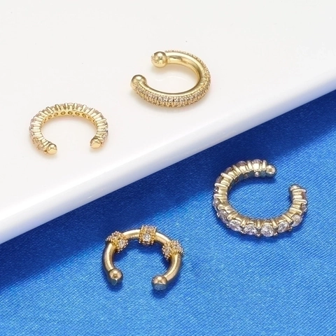 Moda Ottone Zircone Ear Cuff A C Orecchini Clip Senza Buco Cartilagine Stile Minimalista Pendolare Gioielli Da Donna