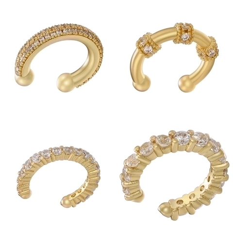Moda Ottone Zircone Ear Cuff A C Orecchini Clip Senza Buco Cartilagine Stile Minimalista Pendolare Gioielli Da Donna