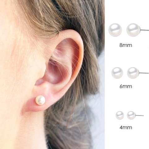 Orecchini A Lobo Con Künstliche Perle Imitazione E Perno In Acciaio Inossidabile 316L Per Donna Ipoallergenico Elegante