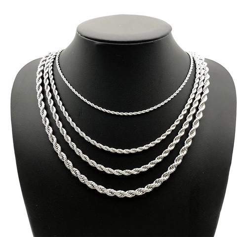 Collar De Cadena De Cuerda De Acero Inoxidable Joyería De Eslabones Retorcidos Con Cierre De Langosta Para Hombres Mujeres Estilo Punk Gótico Minimalista