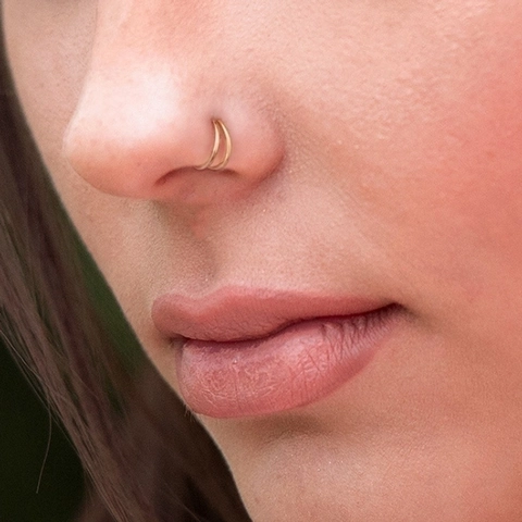 Mehrlagiger Mond Nasenring Edelstahl Septum Piercing Schmuck Für Damen Und Herren Poliert