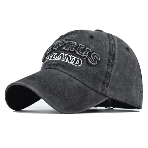 Vintage Washed Cotton Baseball Cap Cyprus Island Embroidered Distressed Retro Adjustable Sun Hat For Men Women