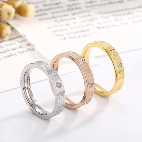 Anello In Acciaio Inossidabile Con Numeri Romani E Strass Gioielli Eleganti Per Donna Uomo