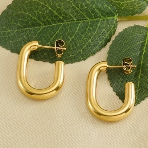 U-Vormige Oorbellen Roestvrij Staal 18K Verguld Minimalistisch Geometrisch Hoops Sieraden Voor Dames