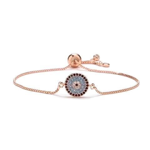 Böser Blick Hamsa Hand Armband Kupfer Mikro Pave Zirkon Verstellbare Kette Schmuck Für Frauen