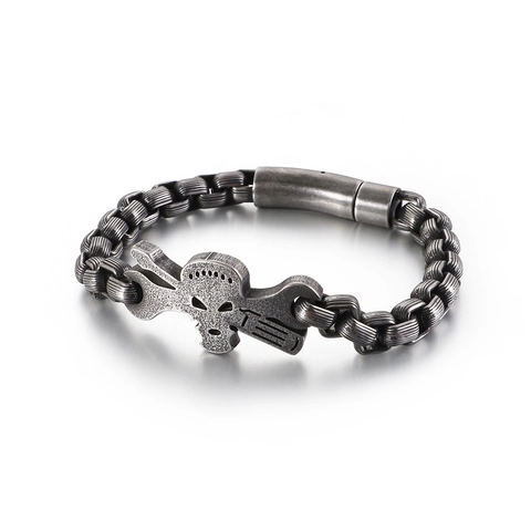 Bracciale In Acciaio Inossidabile Con Teschio E Chiave Inglesa Punk Retro Gioielli Da Motociclista Industriale Per Uomo Stile Gotico Vintage