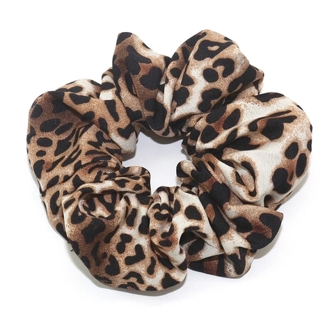 Leopard Print Scrunchies Soft Fabric Elastic Hair Ties Fashion Ponytail Holders For Women Girls