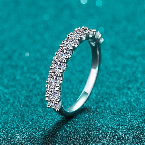 Luxus S925 Sterlingsilber Moissanit Ring Für Damen Funkelndes Halbe Ewigkeit Band Verlobung Hochzeit Band Elegant Mode Schmuck Geschenk