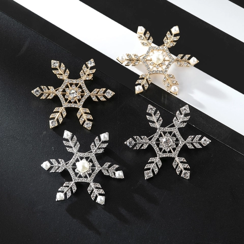 Broche Flocon de Neige Alliage Strass Perle Artificielle Classique Épingle à Cheveux Cœur Boucles d'Oreilles Mauvais Œil Bijoux