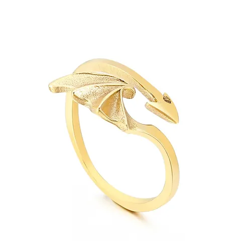 Gotische Duivelsvleugel Roestvrijstalen Open Ring Verstelbare Pijlstaart Punk Stijl Sieraden Unisex Accessoire