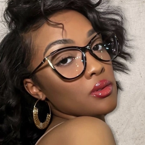 Damen Cat Eye Brillenrahmen Anti Blaulicht Metall Kunststoff Modisch Klarglas Brillen Ohne Sehstärke