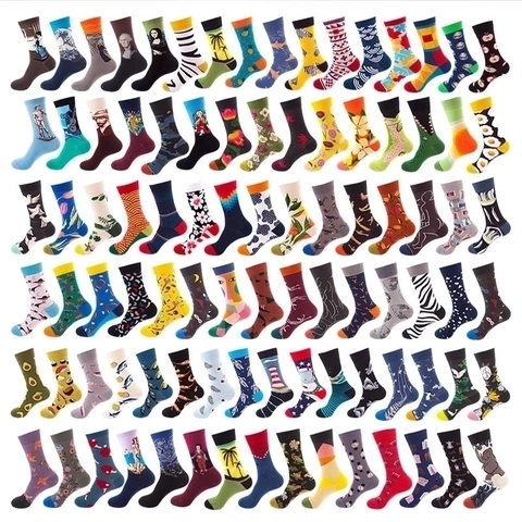 Unisex Crew Socks Cotton Blend Breathable Novelty Pattern Streetwear Harajuku Style Trendy Mid Calf Casual Dress Socks