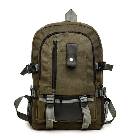 Vintage Canvas Backpack Large Capacity Multi Pocket Retro Hiking Rucksack For Outdoor Travel Laptop School Bag