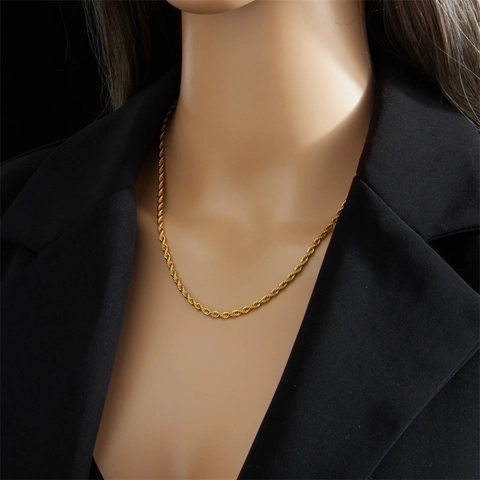 Collana A Catena In Oro Acciaio Inossidabile Torta Semplice Catena Per Clavicola Per Donna Uomo Unisex Gioielli
