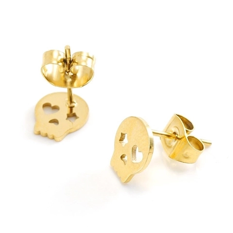 Orecchini A Lobo In Acciaio Inossidabile Placcato Oro 14K Design Nicchia Teschio Ape Libellula Quadrifoglio Gioielli Donna
