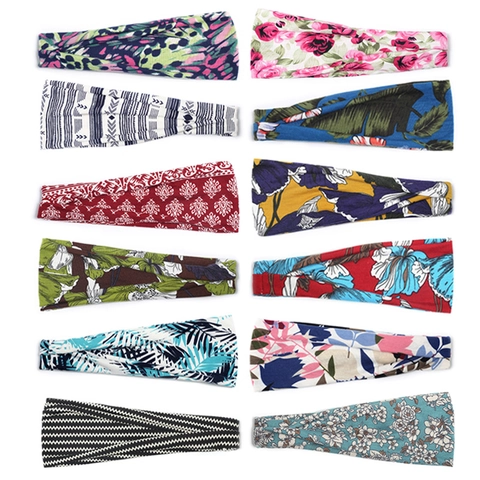 Bandeaux De Sport Imprimés Bohèmes Bandeaux Larges Élastiques Absorbant La Sueur Yoga Course Turban Pour Femmes Mode