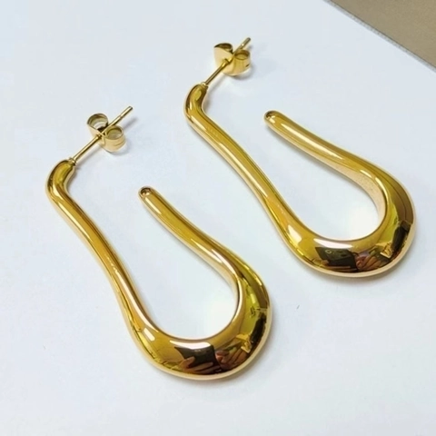 Modern Stainless Steel 18K Gold Plated Earrings Hoop Geometric U-shape C-shape Knot Stud Earrings For Women Daily Jewelry