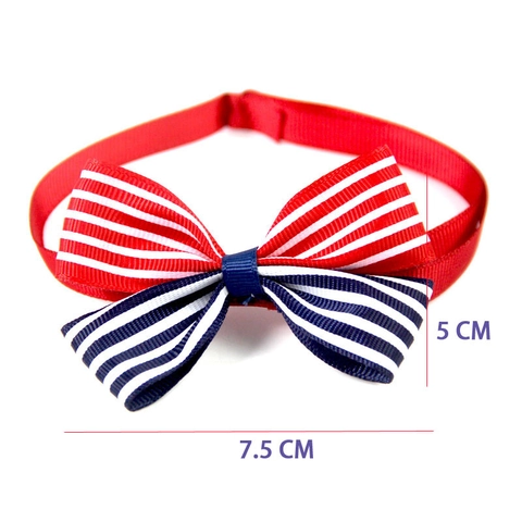 Papillon Per Animali Stelle E Strisce Regolabile Nastro In Grosgrain Decorazione Giorno Dell'Indipendenza Bandera Americana Gatti