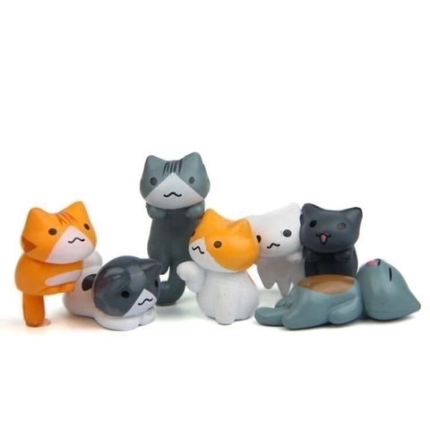 Süßer Cartoon Katzen Schlüsselanhänger PVC Harz Miniatur Tierfigur Schlüsselring Tasche Anhänger Geschenk Japanischer Stil