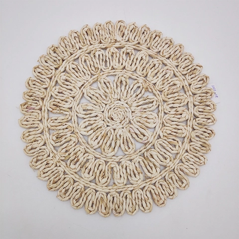Handwoven Corn Husk Placemats Round Flower Shape Heat Resistant Non-Slip Table Coasters Rustic Farmhouse Home Decor