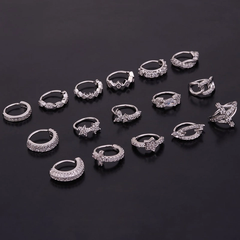 Pendientes Piercing Aro Zircón Cobre Micro Pavé Cartílago Aretes Joyería Corporal Moda Tendencia Para Mujeres