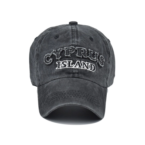 Vintage Washed Cotton Baseball Cap Cyprus Island Embroidered Distressed Retro Adjustable Sun Hat For Men Women
