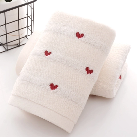 Cotton Face Towel Heart Jacquard Soft Absorbent Hand Towel For Bathroom Household Gifts