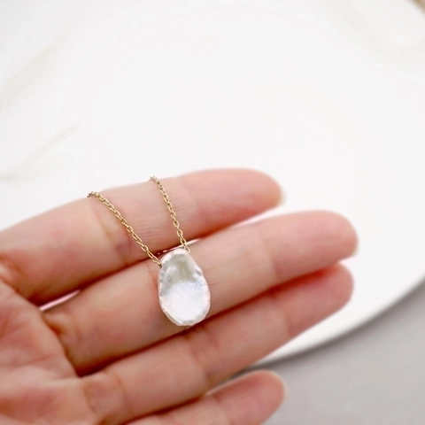Barocke Süßwasserperle Anhänger Halskette Für Damen Titanstahl Goldkette Minimalistisch Elegant Französischer Stil Schmuck Geschenk