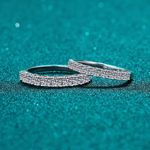 Luxus S925 Sterlingsilber Moissanit Ring Für Damen Funkelndes Halbe Ewigkeit Band Verlobung Hochzeit Band Elegant Mode Schmuck Geschenk