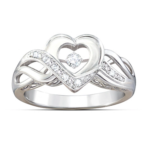 Anillo De Infinito Con Forma De Corazón Aleación Diseño Hueco Con Circonita Cúbica Joyería De Moda Para Mujer Regalo