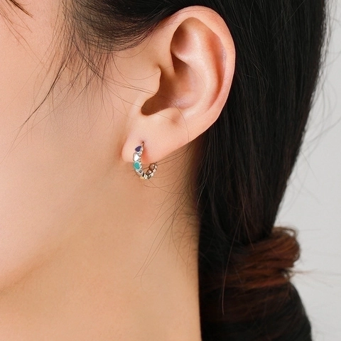 Pendientes De Aro De Corazón De Plata De Ley 925 Con Esmalte Colorido Joyas Minimalistas Para Mujeres