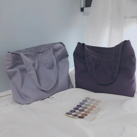 Minimalist Canvas Underarm Bag Solid Color Large Capacity Tote Shoulder Handbag With Zipper For Women Daily Use