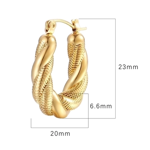 Pendientes De Aro En Forma De U Con Cuerda Torcida Para Mujeres Acero Inoxidable Chapado En Oro De 18K