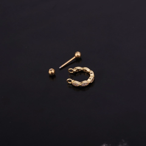 U-Shaped Zircon Ear Cartilage Stud Earrings Stainless Steel Helix Piercing Jewelry Screw Ball Back Trendy For Women