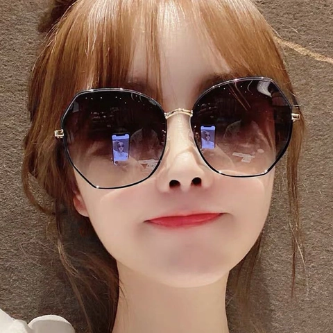 Gafas De Sol Poligonales Geométricas Montura Metálica UV400 Lentes Degradadas Moda Mujer Para Viajes Exterior Elegante