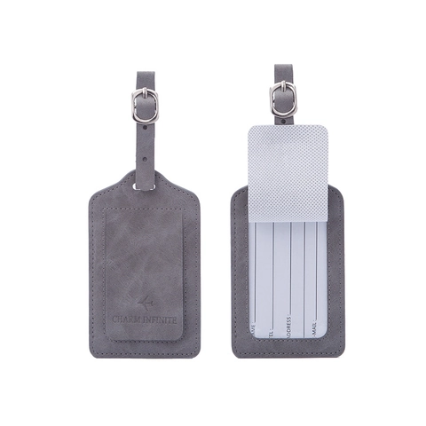 PU Leather Luggage Tag Travel Bag ID Label With Information Card Airplane Pattern Adjustable Buckle Business Trip