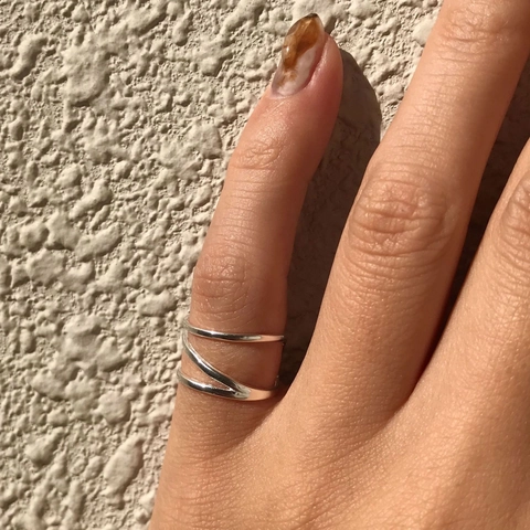 Anello Argento Sterling 925 Strati Multipli Incrociato Minimalista Stile Francese Anello Mignolo Per Donne
