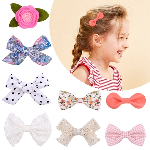 Newborn Baby Headbands And Hair Clips Bowknot Floral Elastic Soft Nylon Fabric Lace Sequin Accessories For Infants Toddlers
